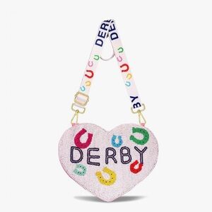 NEW Kentucky Derby Beaded Heart Bag • Horseshoe Lucky Charm Purse